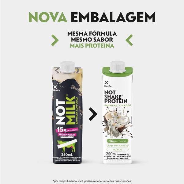 Kit 12x Bebida Proteica NotCo NotShake Protein 16g de Proteina Baunilha com Coco 250ml - NotMilk High Protein Imagem de Kit 12x Bebida Proteica NotCo NotShake Protein 16g de Proteina Baunilha com Coco 250ml