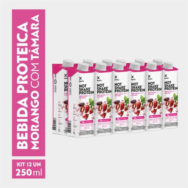 Imagem de Kit 12x Bebida Proteica NotCo NotShake Protein 16g de Proteína Morango com Tâmara 250ml