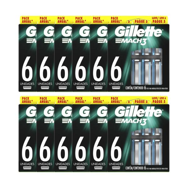 Imagem de Kit 12x Carga Gillette Mach3 C/6 Unidades - Gillette