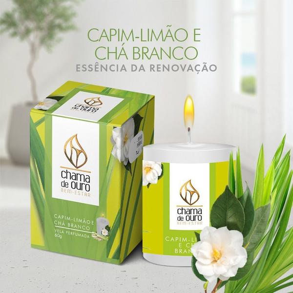 Imagem de Kit 12x Vela Aromática Vela Perfumada 60g Aromaterapia Decoração - Capim Limão E Chá Branco