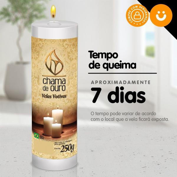 Kit 12x Vela De 7 Dias Atacado 250g Velas Na Cor Branca - Chama de Ouro Imagem de Kit 12x Vela De 7 Dias Atacado 250g Velas Na Cor Branca
