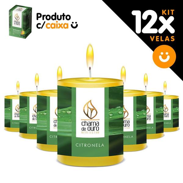 Imagem de Kit 12x Vela Repelente Natural Citronela 60g Repele Moscas