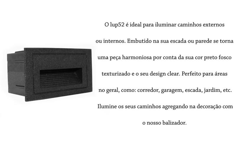 Imagem de Kit 13 Balizador Embutir Led Externo Preto Retangular Lup52