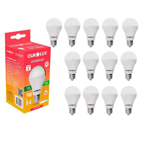 Imagem de Kit 13 Lâmpada Led Bulbo 9w Branco Frio (6500k) - Ourolux