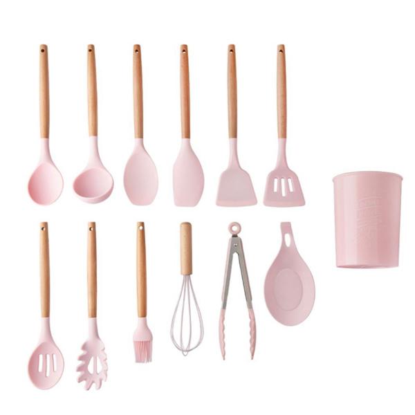 Imagem de Kit 13 Peças Utensílios Cozinha Silicone Colher Copo Suporte