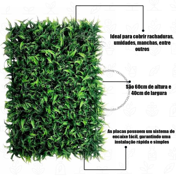 Imagem de Kit 13 Placa De Samambaia Cheia 40x60 Jardim Vertical Artificial Muro Verde
