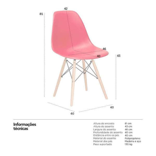 Imagem de Kit 14 Cadeiras Charles Eames Eiffel Dsw Com Pés De Madeira Clara Vermelho