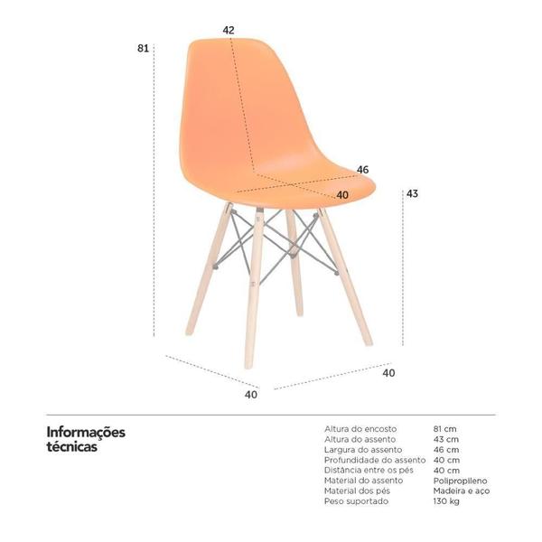 Imagem de Kit 14 Cadeiras Com Pés De Madeira Clara Laranja