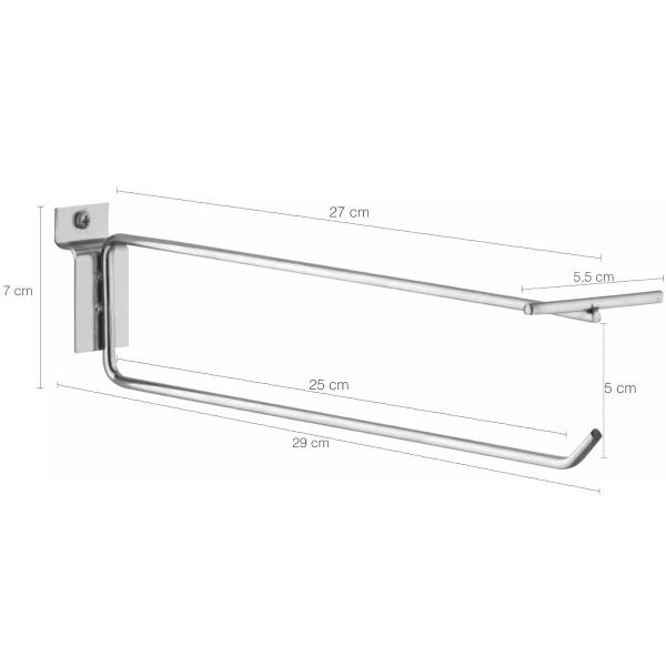 Imagem de Kit 14 Ganchos Cabides com Expositor de Preço 25cm para Painel Canaletado Parede Cromado