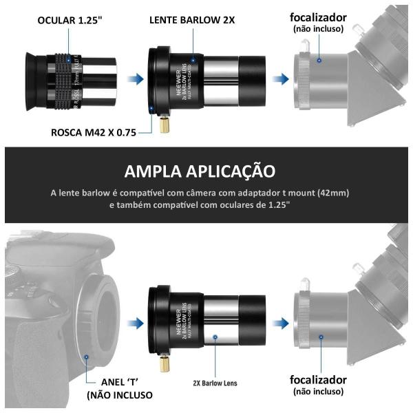 Imagem de Kit 14 Peças Ocular E Filtros Para Telescópio Plossl 1.25" + Maleta