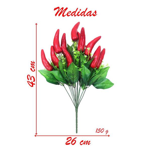 Imagem de Kit 14 Ramos Decoração Arranjo Pimenta Artificial Plástico 12 Galhos Cada 45cm