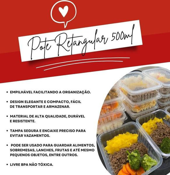 Kit 144 Potes De 500Ml Para Marmita Fitness Com Tampa. - Embanet Comercio De Embalagens Imagem de Kit 144 Potes De 500Ml Para Marmita Fitness Com Tampa.