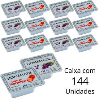 Imagem de Kit 144 Un De Geleia Homemade Sabor De Morango e Uva Em Blister De 15g Sachê Para Pousada e Hotel