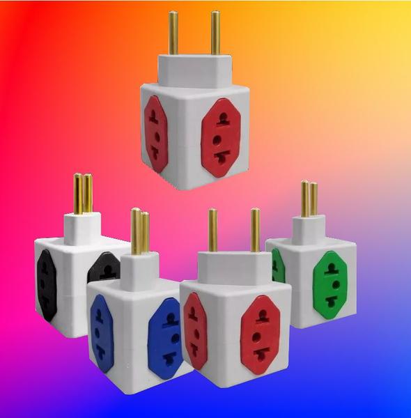 Imagem de Kit 15 Adaptador de Tomada Cubo Colorido 4 Entradas 10A  20A