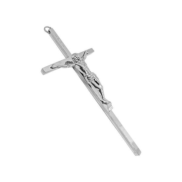 Imagem de Kit 15 Crucifixo Cruz Metal Moderno Cromado 15cm Atacado