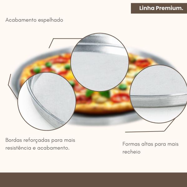 Imagem de Kit 15 Forma de Pizza Pequena 16 cm com Bordas Reforçadas Alumínio Polido