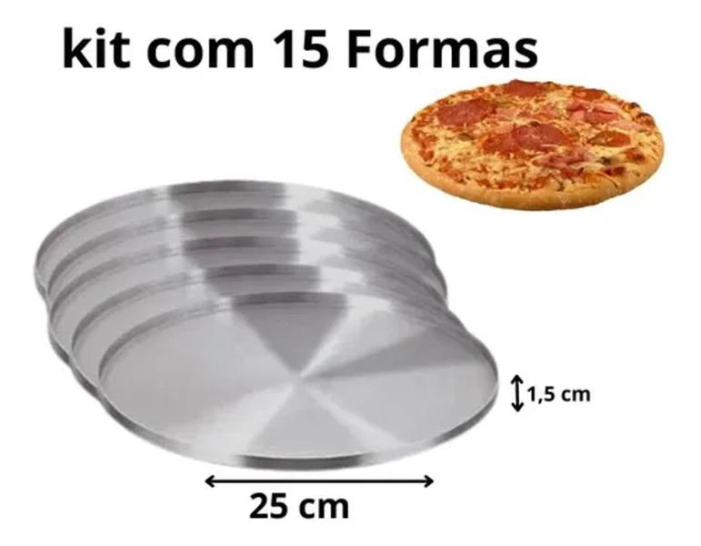 Imagem de Kit 15 Formas De Pizza Brotinho 25 Cm Alumínio - FORMAS PEREIRA