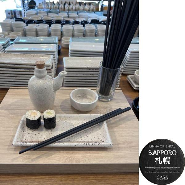 Imagem de Kit 15 Jarras Porta Shoyu Sushi Porcelana Creme com Rolha