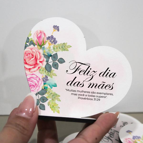 Imagem de Kit 15 Lembranças Dia Das Mães Mdf Coração Frase 8cmx8,7cm