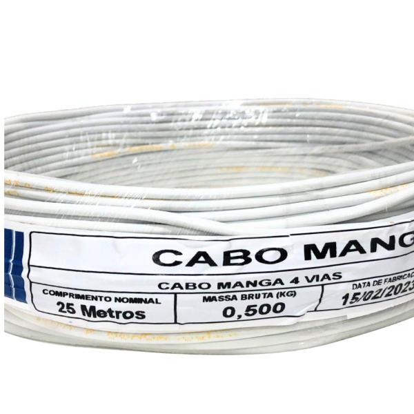 Imagem de Kit 15 Mts Cabo Manga 4 Vias Automação Branco 26 Awg Luz Led