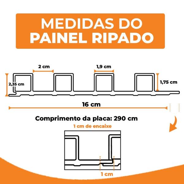 Imagem de Kit 15 Painel Ripado Prime Madeira PVC Cambará Mantra Wave 2,9m x 16cm