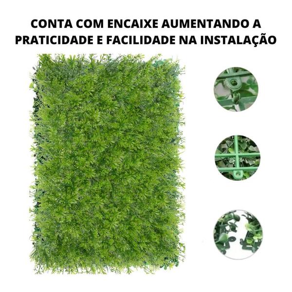 Imagem de Kit 15 Placas Painel Jardim Vertical Artificial Sintético Cheia Folhagem Mista 40x60 Muro Inglês