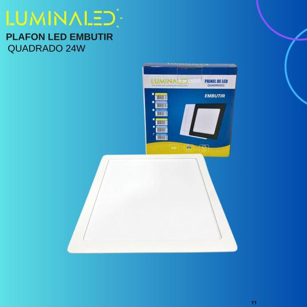 Imagem de Kit 15 Plafon 24w Luminária Embutir Área Quadrado Casa Comercial Compacto