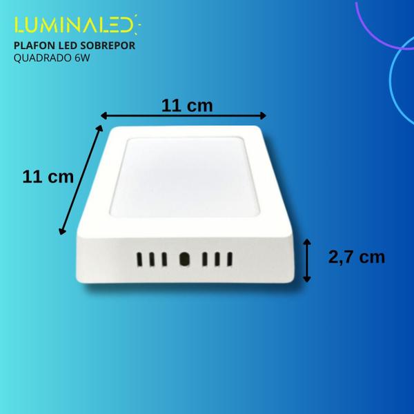 Imagem de Kit 15 Plafon 6w Sobrepor Casa 11x11 Painel Led Teto Temperatura de Cores Escritório Cozinha