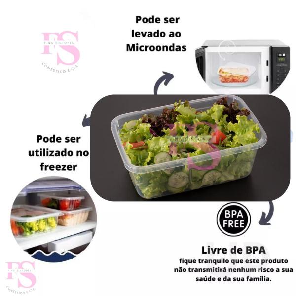 Imagem de Kit 15 Potes 1 Litro BPA Free Transparentes Organizador de Alimentos Marmita