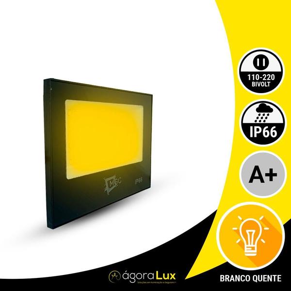 Imagem de Kit 15 Refletor Led Luz Amarela 200w A Prova De Água IP66 Jardim 3000k Decoração Iluminação Quintal