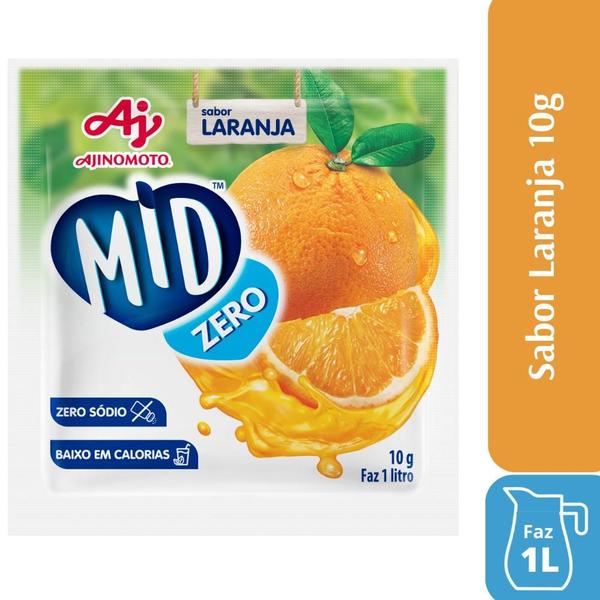 Imagem de Kit 15 Refrescos Em Pó Laranja MidZero Açucar 10Gr