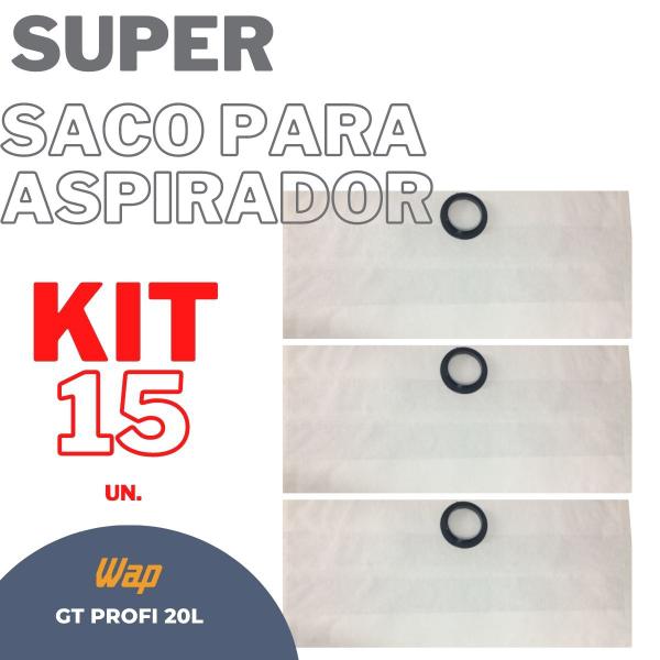 Imagem de Kit 15 Saco Coletor Aspirador Pó Wap GT Profi 20 Descartável