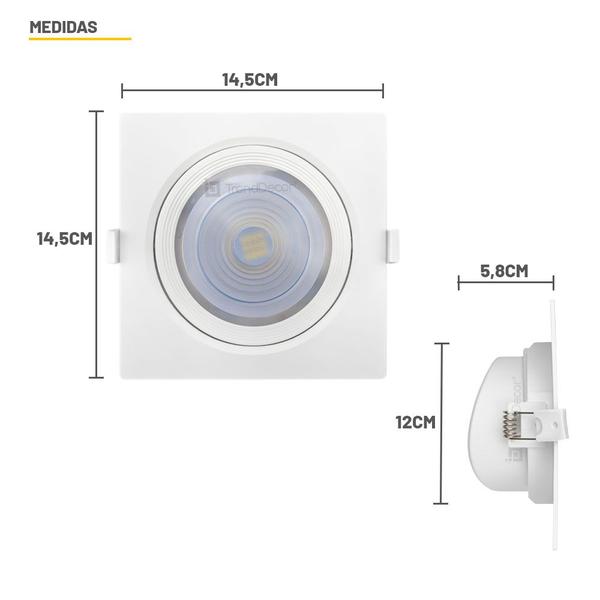 Kit 15 Spots LED Taschibra AllTop Quadrado Embutir PAR30 10W 45 Imagem de Kit 15 Spots LED Taschibra AllTop Quadrado Embutir PAR30 10W 45