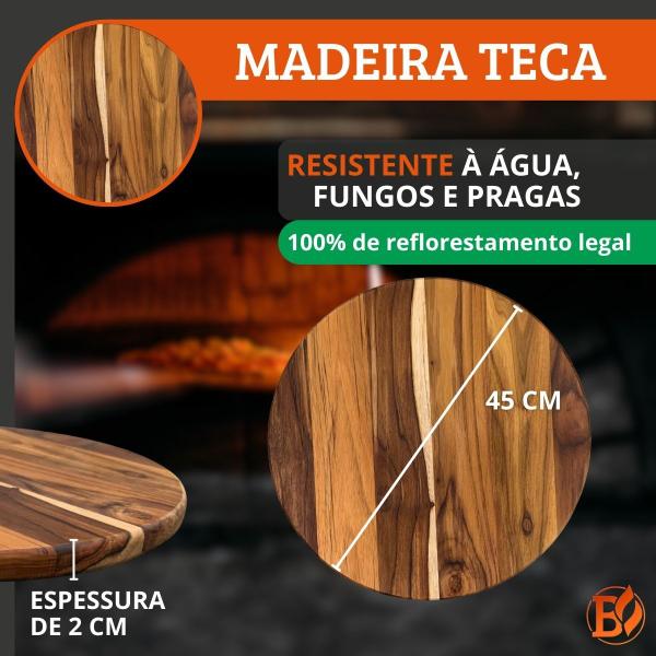 Imagem de Kit 15 Tábuas 45Cm De Madeira Teca Para Cortar E Servir Pizzas