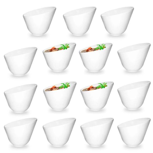 Kit 15 Tigelas 500 Ml Oval Angular em Melamina para Sopas e Finger Food Branca Bestfer Imagem de Kit 15 Tigelas 500 Ml Oval Angular em Melamina para Sopas e Finger Food Branca Bestfer