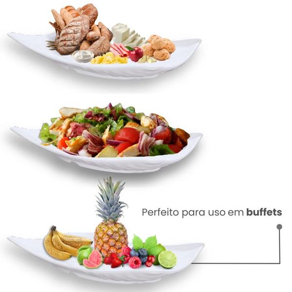 Imagem de Kit 15 Travessas Salada Fruteira para Buffets Profissional 37,3 Cm Branca em Melamina Premium  Bestfer 