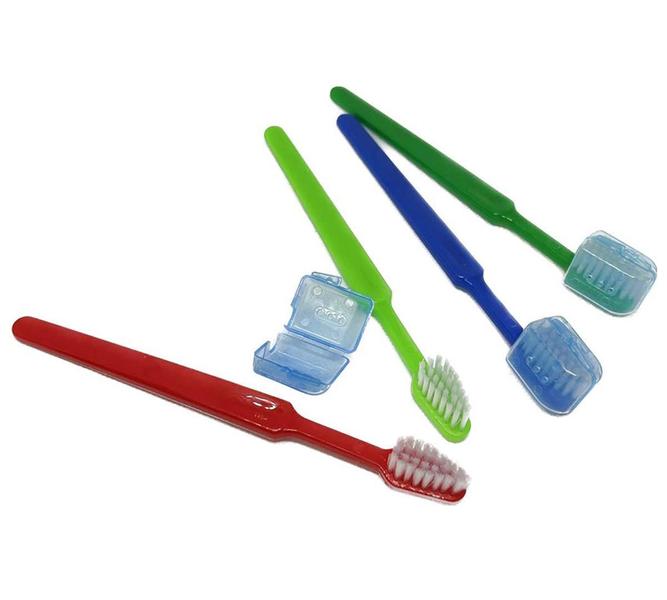 Imagem de Kit 150 Escova Dental Infantil Macia Com Protetor De Cerdas