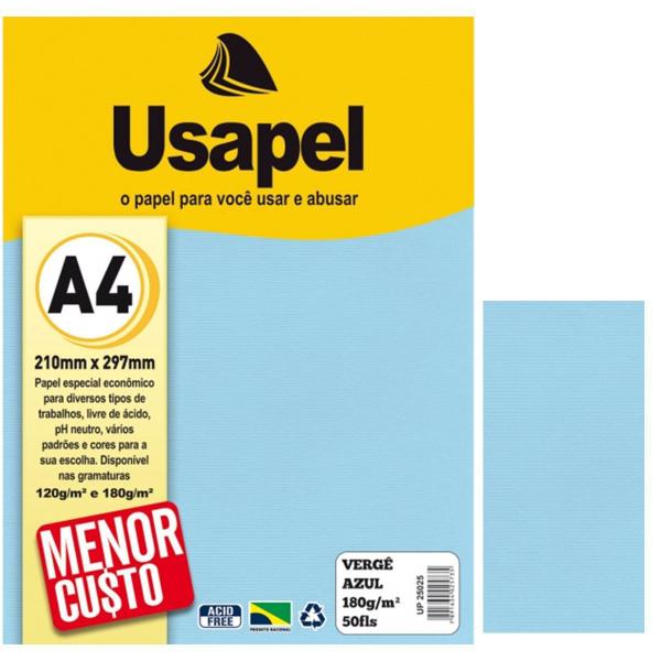 Kit 150fls Papel Vergê Cor Azul Gramatura 180g A4 Usapel Ideal para Certificado Convite Artesanato Desenho Grafite Imagem de Kit 150fls Papel Vergê Cor Azul Gramatura 180g A4 Usapel Ideal para Certificado Convite Artesanato Desenho Grafite