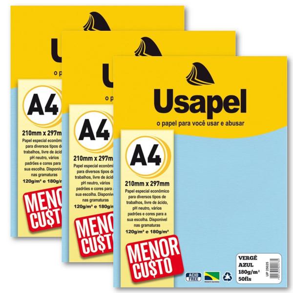 Kit 150fls Papel Vergê Cor Azul Gramatura 180g A4 Usapel Ideal para Certificado Convite Artesanato Desenho Grafite Imagem de Kit 150fls Papel Vergê Cor Azul Gramatura 180g A4 Usapel Ideal para Certificado Convite Artesanato Desenho Grafite