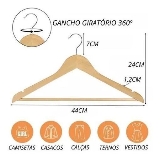Kit 15X Cabides De Madeira Verniz Marfim Adulto Roupa - Wincy Imagem de Kit 15X Cabides De Madeira Verniz Marfim Adulto Roupa