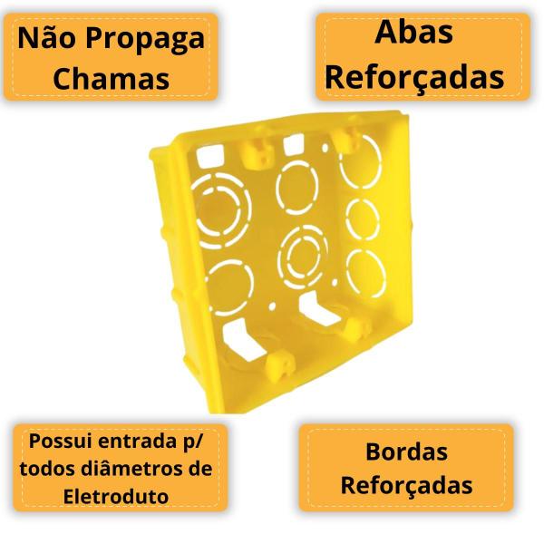 Imagem de Kit 16 Caixa de Luz Embutir Parede Para Tomada 4x4 Amarela