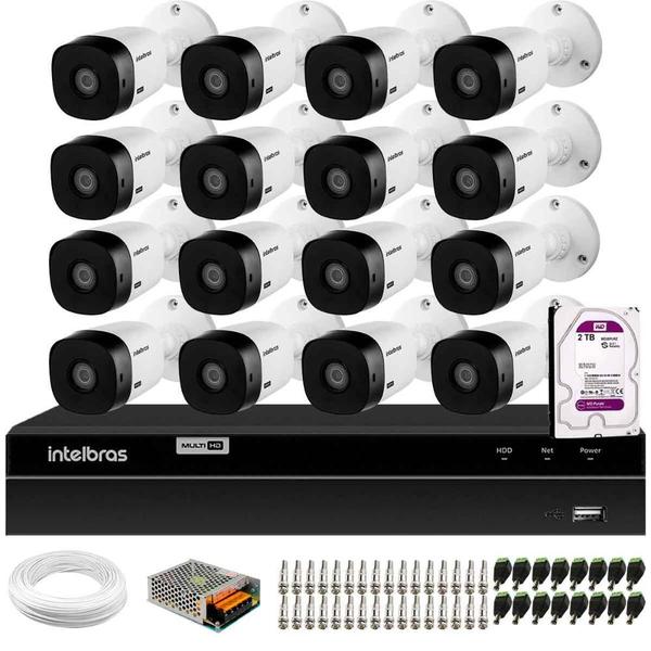 Imagem de Kit 16 Câmeras Intelbras VHL 1220 Bullet Full HD 1080p Visão Noturna 20m IP66 + DVR Intelbras MHDX 1216 16 Canais HD 2TB Purple