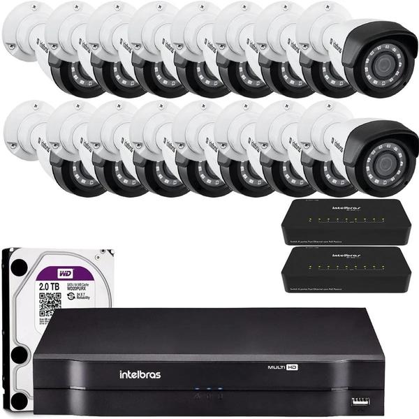 Imagem de Kit 16 Câmeras Ip Intelbras Nvd 1216 Câmeras Vip 1130 Onvif