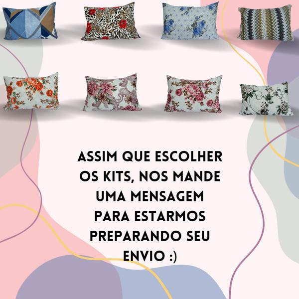 Imagem de Kit 16 Fronhas (08 pares) Estampadas Para Travesseiros 50x70cm Coloridas