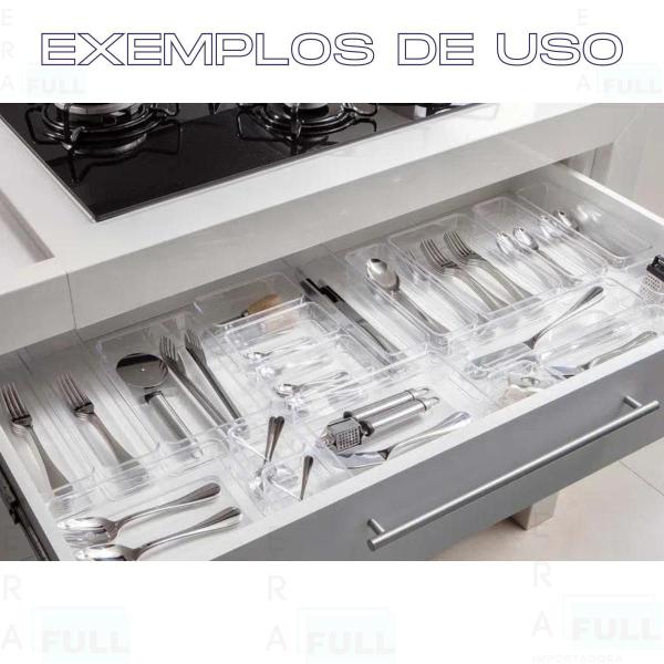 Imagem de Kit 16 Organizadores Modular Acrílico Multiuso Gaveta Mesa Transparente Paramount Diamond Cozinha Maquiagem Escritório