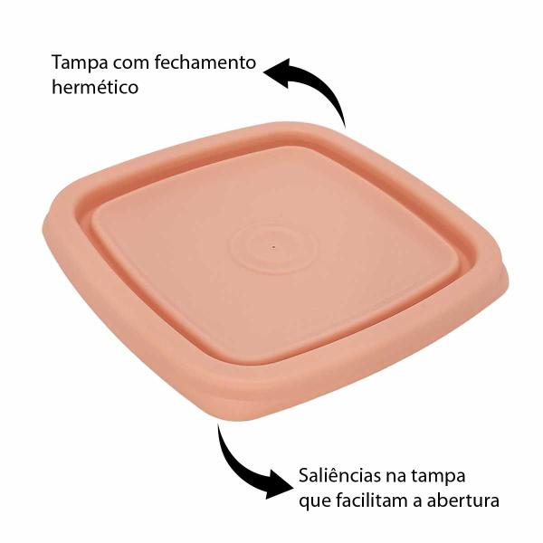 Imagem de Kit 16 Pote Sanremo Quadrado 360ml Vai Freezer Microondas Potinho Congelar Alimentos Vasilha Plástica BPA Free