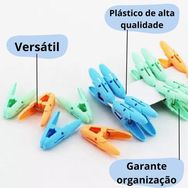 Imagem de Kit 16 Pregadores Roupas Prendedores Milho Varal Coloridos