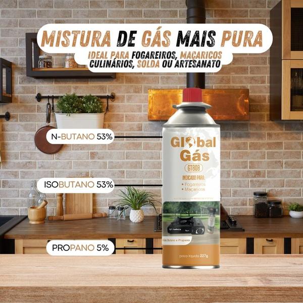 Imagem de Kit 16 refil cartucho gás butano para maçarico culinário e fogareiro camping globalmix 227g solda