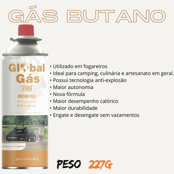 Imagem de Kit 16 refil cartucho gás butano para maçarico culinário e fogareiro camping globalmix 227g solda