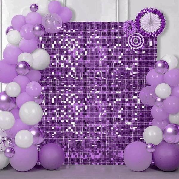 Imagem de Kit 16 Unidades Painel Decorativo Lantejoula Shimmer Wall Roxo